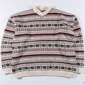 VTG Fieldmaster Chunky Knit Sweater XXL Made In USA Roll Neck Fisherman Cotton